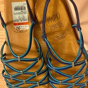 Impo Blue and Tan Sandals with Strappy Design